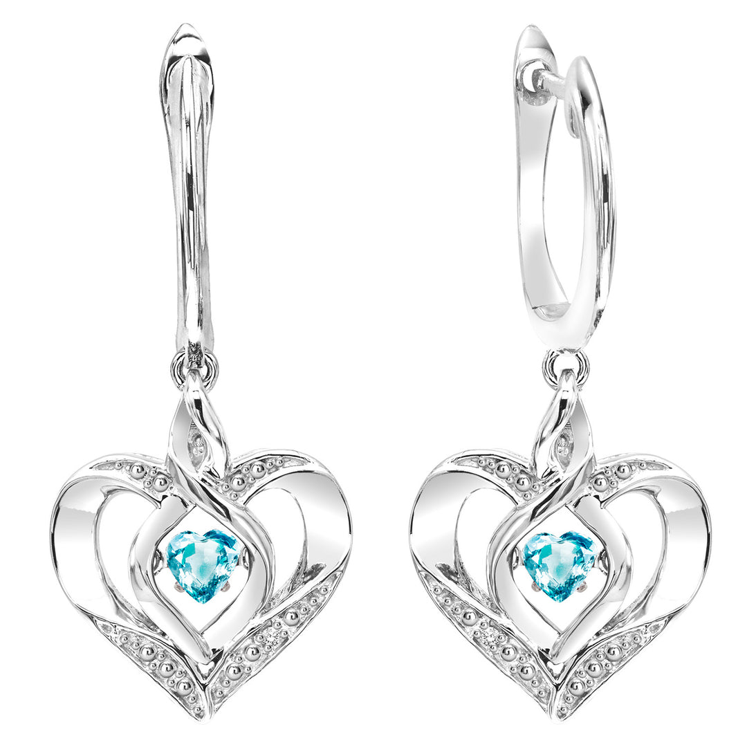 Silver Diamond 1/50Ctw & Createdblue Topaz 1/8Ctw Earring