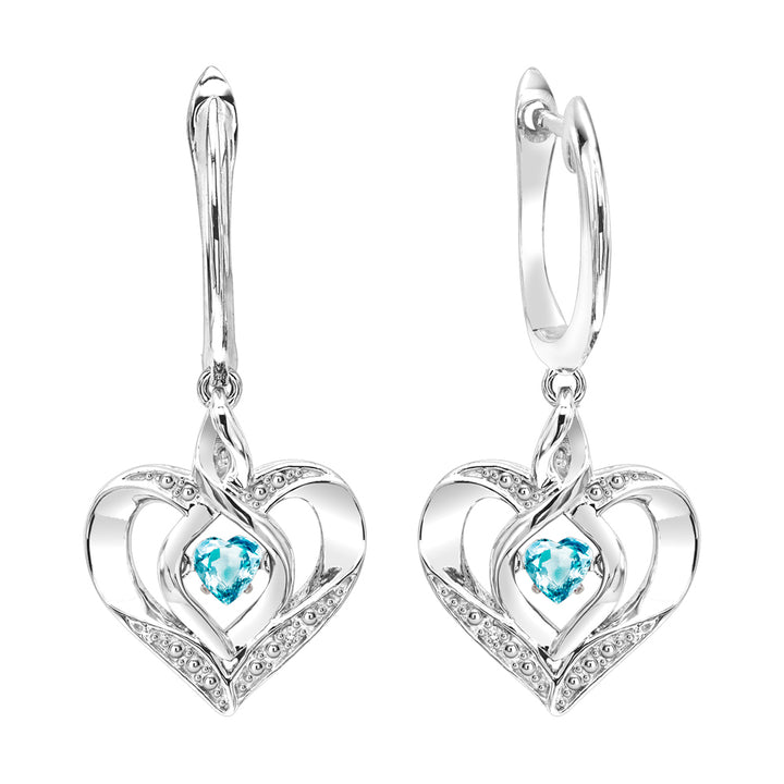 Silver Diamond 1/50Ctw & Createdblue Topaz 1/8Ctw Earring