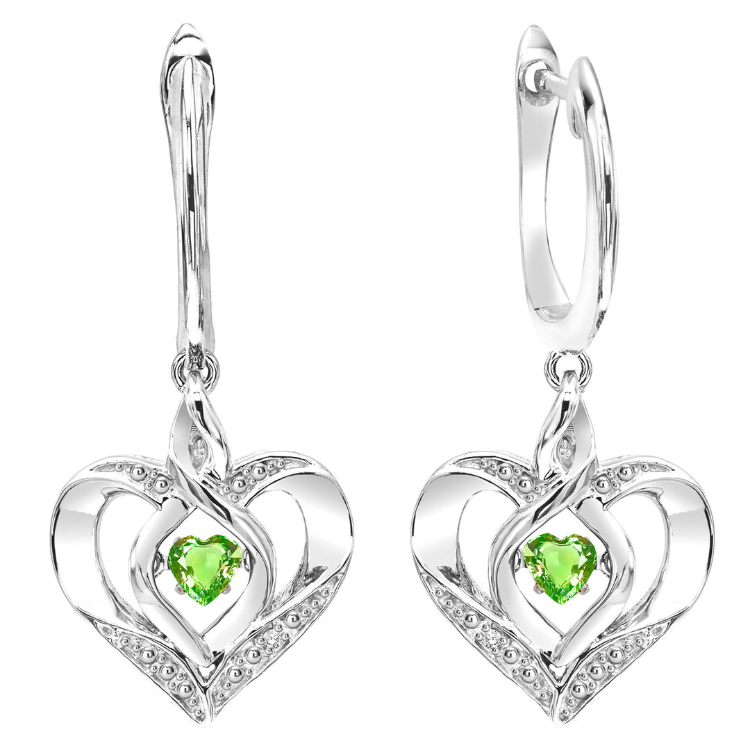 Silver Diamond 1/50Ctw & Createdperidot 1/8Ctw Earring