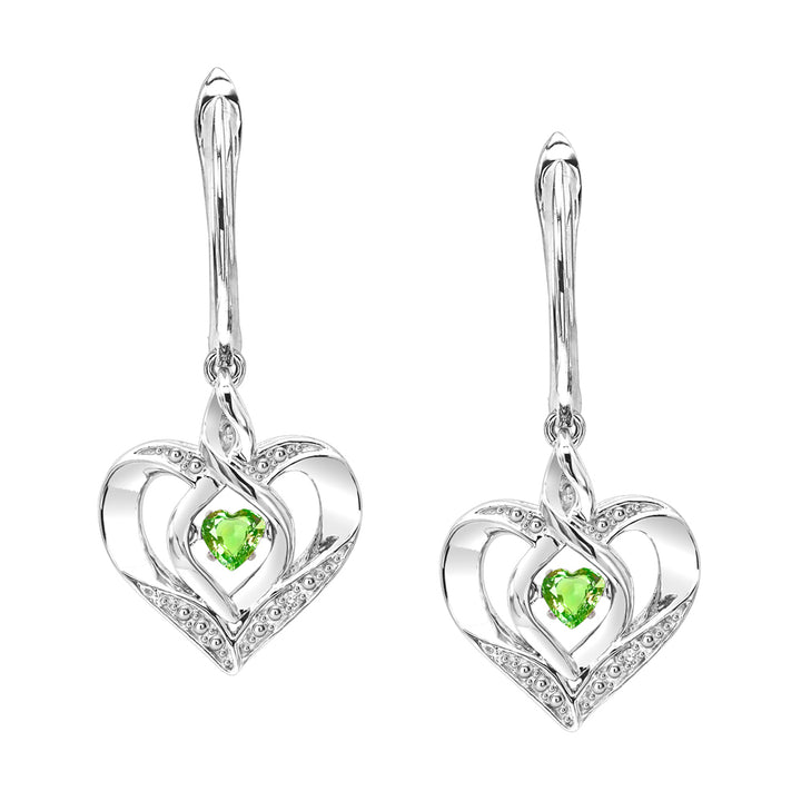 Silver Diamond 1/50Ctw & Createdperidot 1/8Ctw Earring