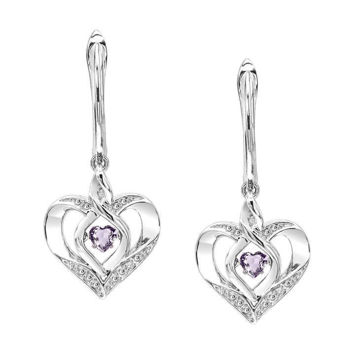 Silver Diamond 1/50Ctw & Syn Alexandrite 1/8Ctw Earring