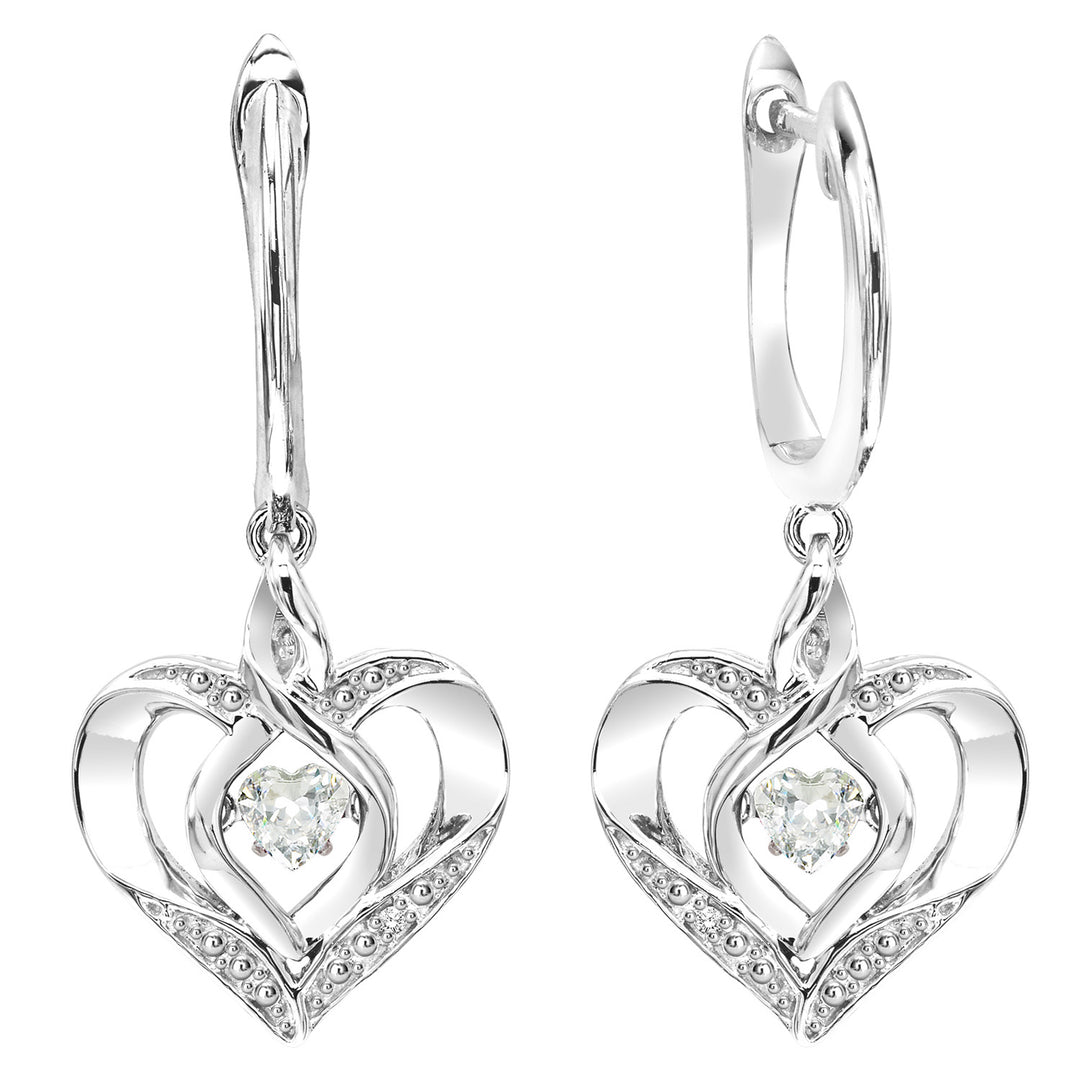 Silver Diamond 1/50Ctw & Createdwhite Topaz 1/8Ctw Earring