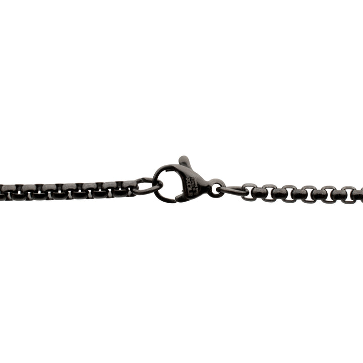 Gun Metal IP Steel Chiseled Dog Tag Pendant with Black Sapphire & Black Bail