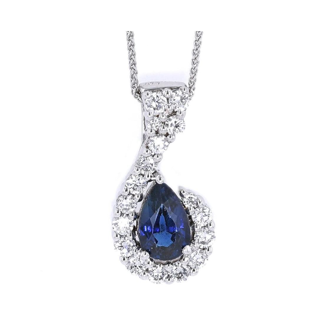 14Kt White Gold Diamond 1/2Ctw & Sapphire 1 1/6Ctw Pendant