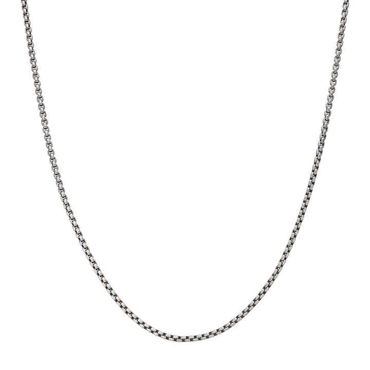 2.6mm 925 Italy Silver Black Rhodium Plated Brushed Satin Finish Box Chain Necklace