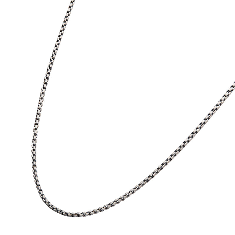 2.6mm 925 Italy Silver Black Rhodium Plated Brushed Satin Finish Box Chain Necklace
