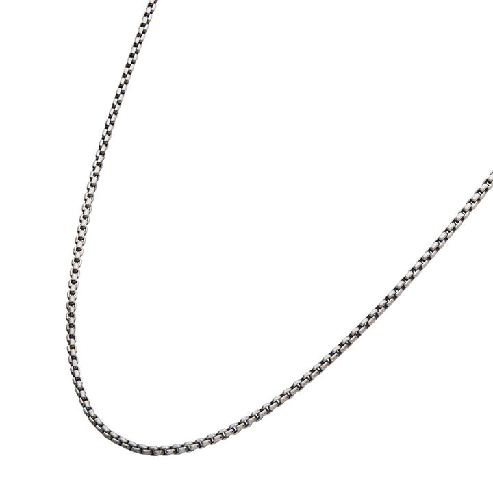 2.6mm 925 Italy Silver Black Rhodium Plated Brushed Satin Finish Box Chain Necklace