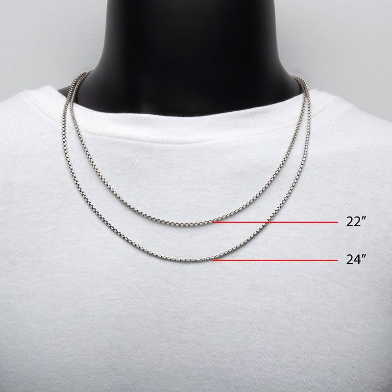 2.6mm 925 Italy Silver Black Rhodium Plated Brushed Satin Finish Box Chain Necklace