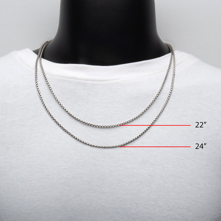 2.6mm 925 Italy Silver Black Rhodium Plated Brushed Satin Finish Box Chain Necklace
