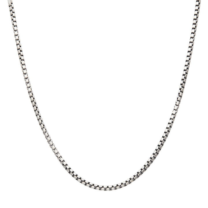 3.6mm 925 Italy Silver Black Rhodium Plated Brushed Satin Finish Box Chain Necklace