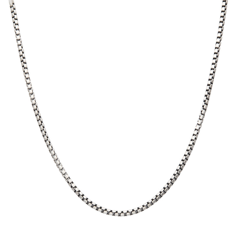 3.6mm 925 Italy Silver Black Rhodium Plated Brushed Satin Finish Box Chain Necklace