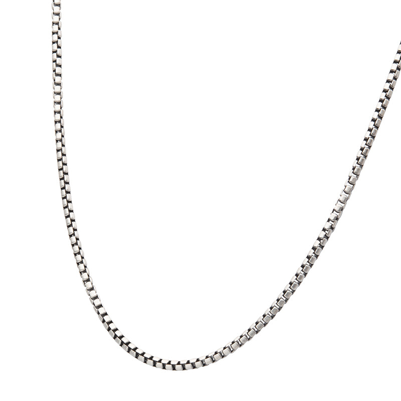 3.6mm 925 Italy Silver Black Rhodium Plated Brushed Satin Finish Box Chain Necklace