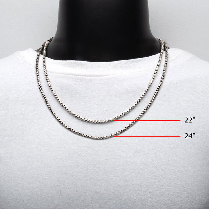 3.6mm 925 Italy Silver Black Rhodium Plated Brushed Satin Finish Box Chain Necklace