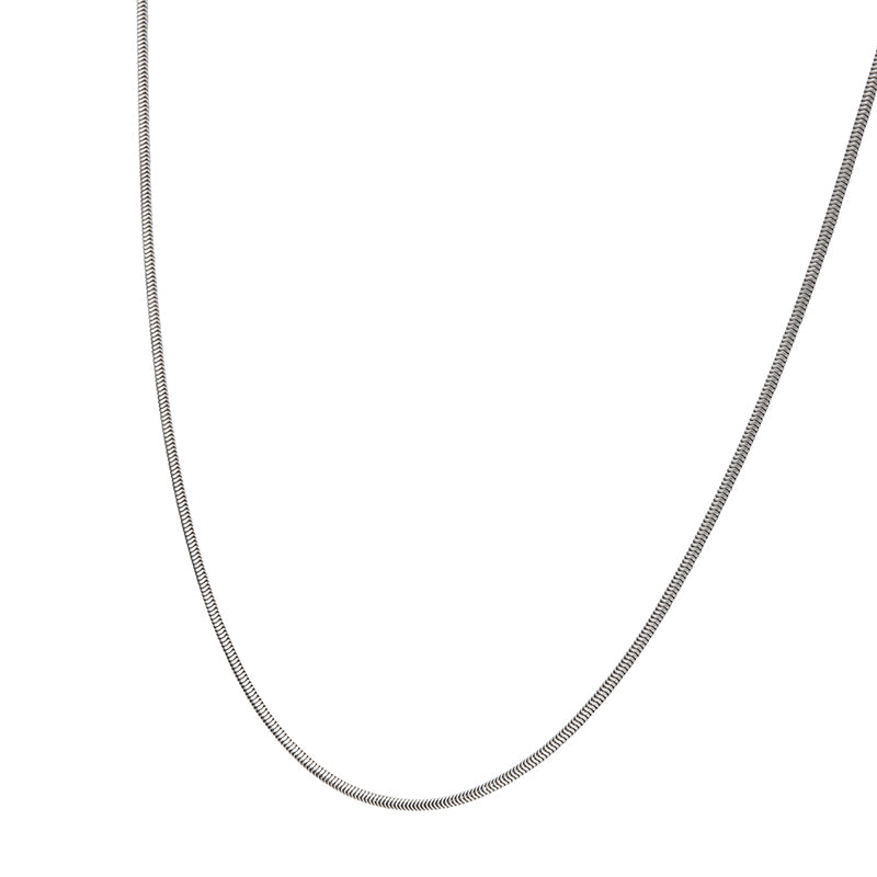 1.5mm 925 Italy Silver Black Rhodium Plated Brushed Satin Finish Snake Chain Necklace