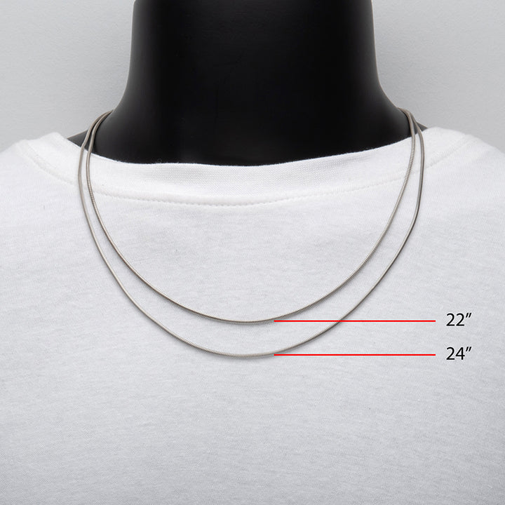 1.5mm 925 Italy Silver Black Rhodium Plated Brushed Satin Finish Snake Chain Necklace