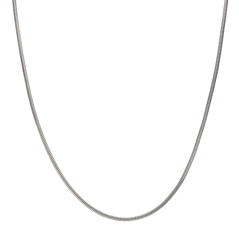 2.4mm 925 Italy Silver Black Rhodium Plated Brushed Satin Finish Snake Chain Necklace