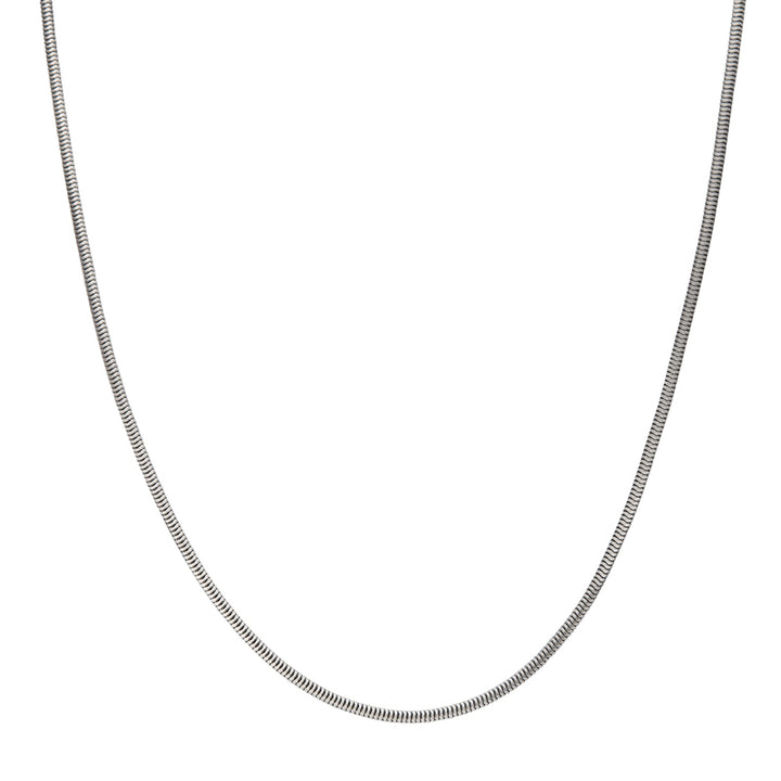 2.4mm 925 Italy Silver Black Rhodium Plated Brushed Satin Finish Snake Chain Necklace