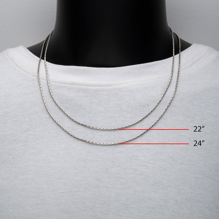1.5mm 925 Italy Silver Black Rhodium Plated Brushed Satin Finish Boston Chain Necklace
