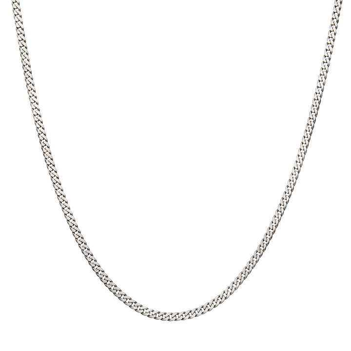 3.6mm 925 Italy Silver Black Rhodium Plated Brushed Satin Finish Diamond Cut Curb Chain Necklace