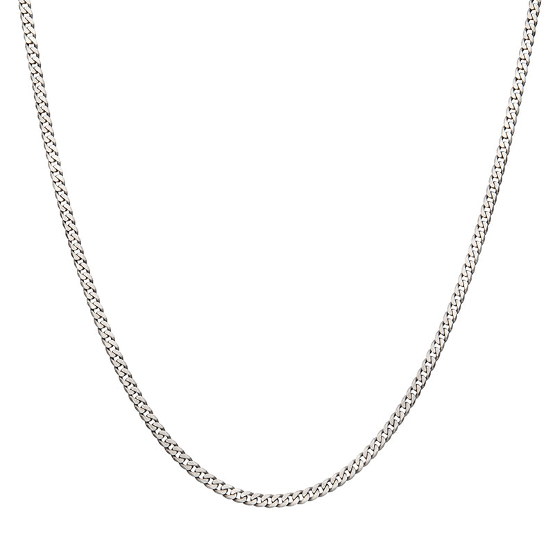 3.6mm 925 Italy Silver Black Rhodium Plated Brushed Satin Finish Diamond Cut Curb Chain Necklace