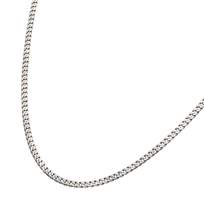 3.6mm 925 Italy Silver Black Rhodium Plated Brushed Satin Finish Diamond Cut Curb Chain Necklace