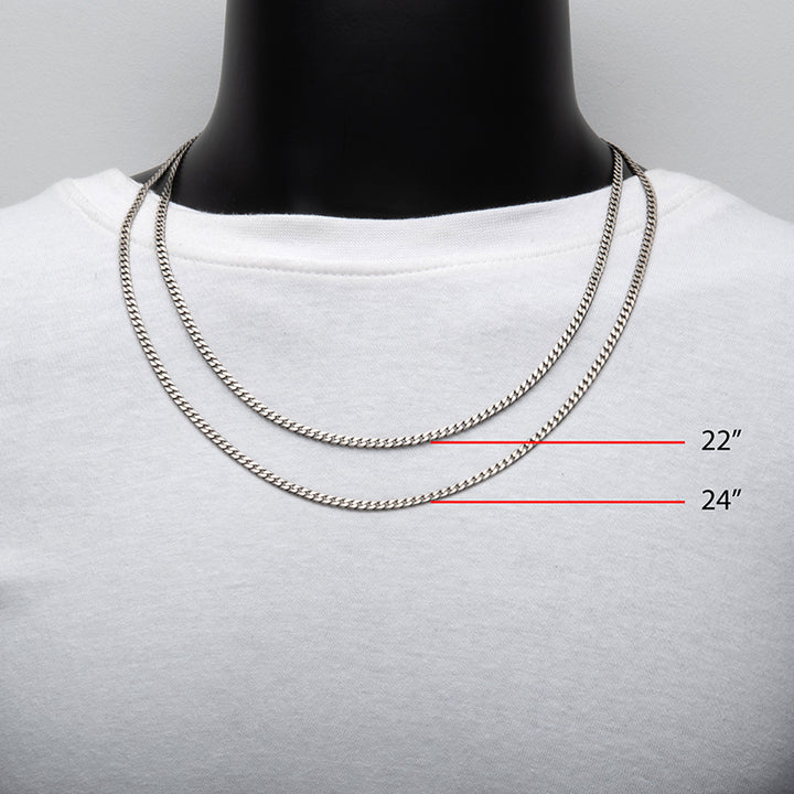 3.6mm 925 Italy Silver Black Rhodium Plated Brushed Satin Finish Diamond Cut Curb Chain Necklace