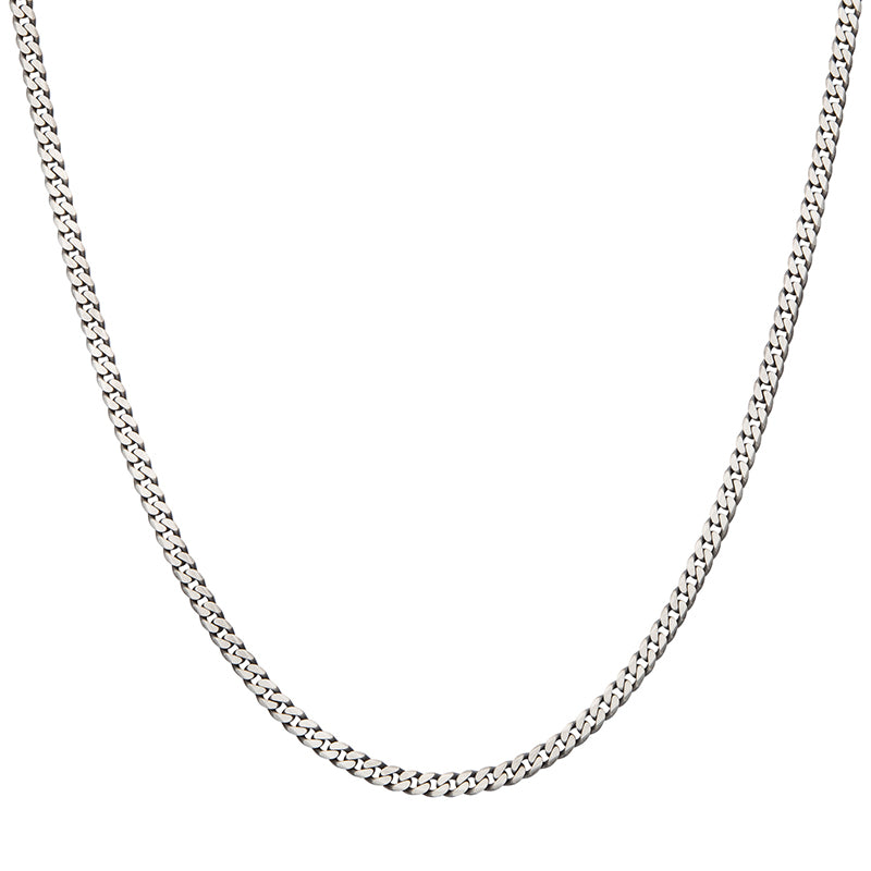 4.4mm 925 Italy Silver Black Rhodium Plated Brushed Satin Finish Diamond Cut Curb Chain Necklace