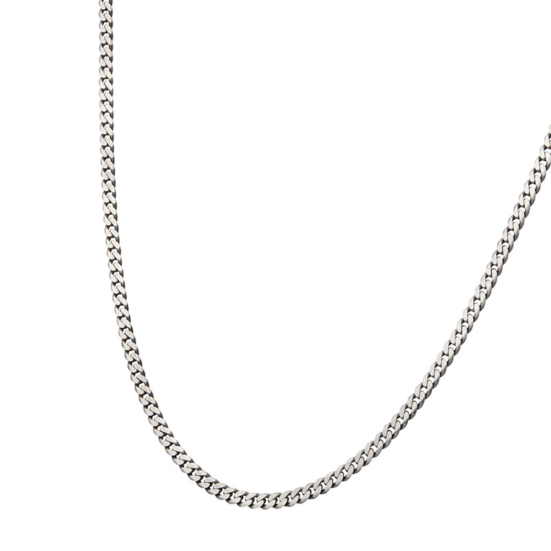 4.4mm 925 Italy Silver Black Rhodium Plated Brushed Satin Finish Diamond Cut Curb Chain Necklace