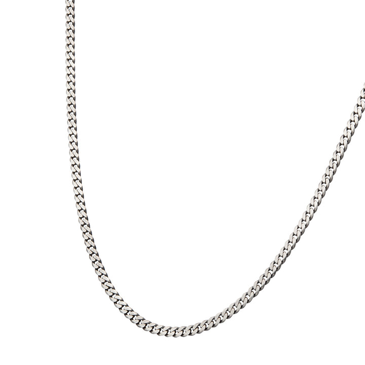 4.4mm 925 Italy Silver Black Rhodium Plated Brushed Satin Finish Diamond Cut Curb Chain Necklace