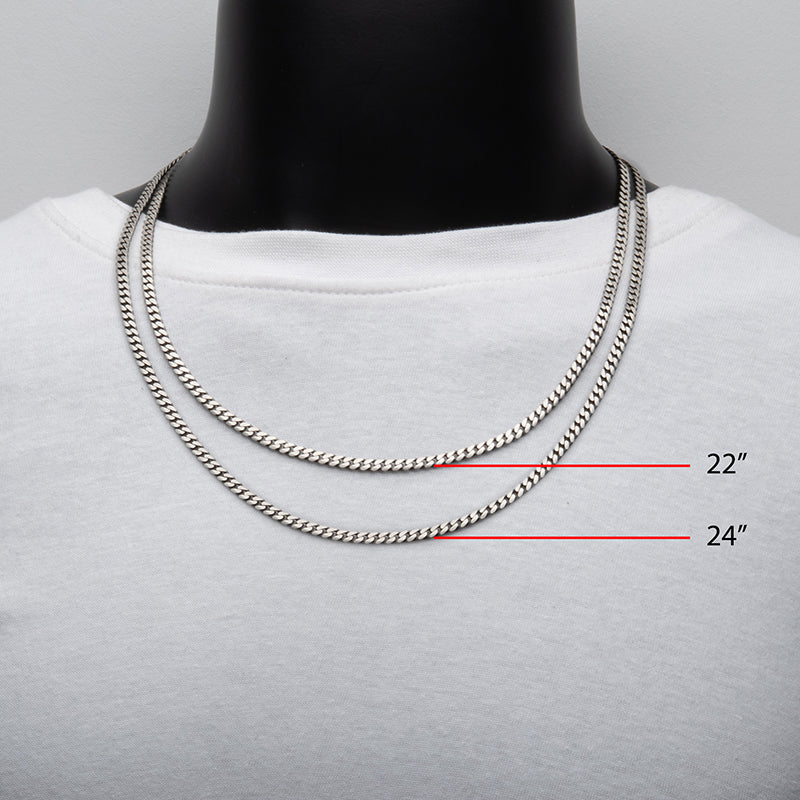 4.4mm 925 Italy Silver Black Rhodium Plated Brushed Satin Finish Diamond Cut Curb Chain Necklace