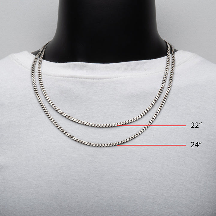 4.4mm 925 Italy Silver Black Rhodium Plated Brushed Satin Finish Diamond Cut Curb Chain Necklace