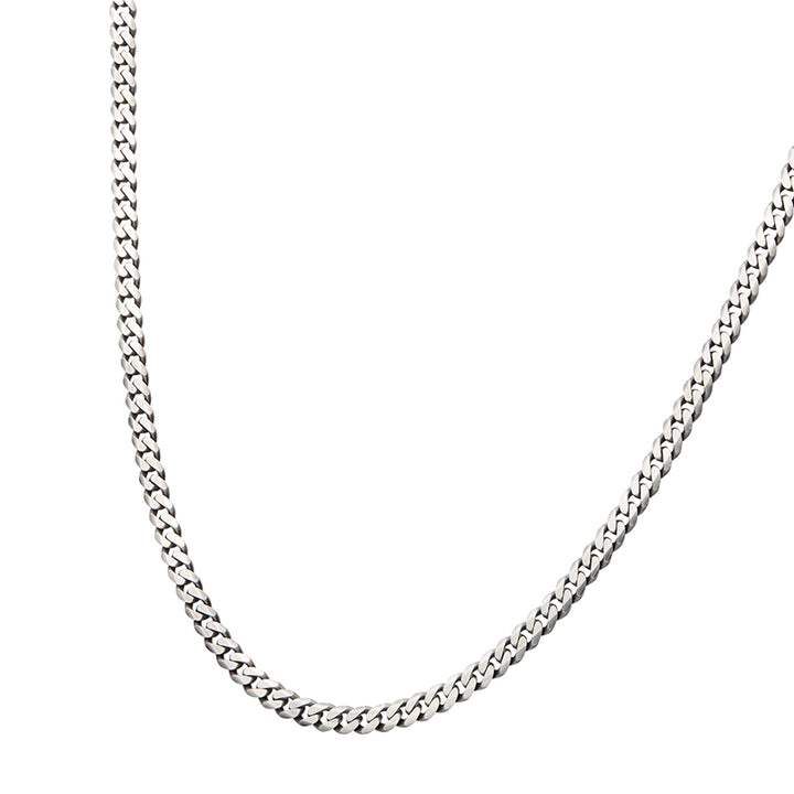 5.4mm 925 Italy Silver Black Rhodium Plated Brushed Satin Finish Diamond Cut Curb Chain Necklace