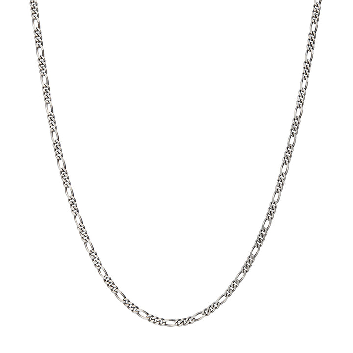 3.6mm 925 Italy Silver Black Rhodium Plated Brushed Satin Finish Figaro Chain Necklace