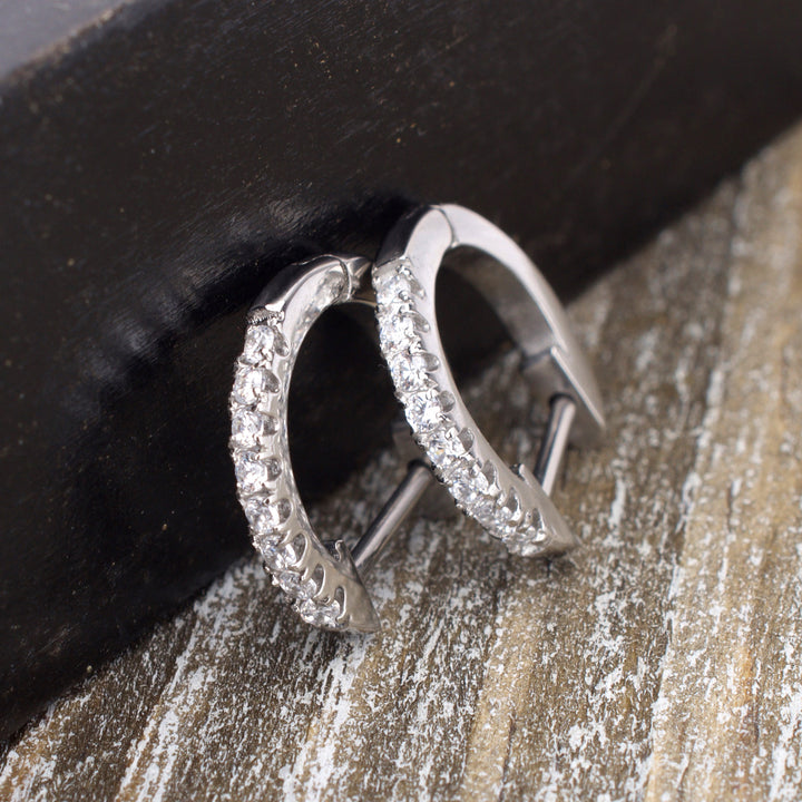 Stainless Steel with Prong Set 9pcs Clear AAA CZ Huggie Earrings