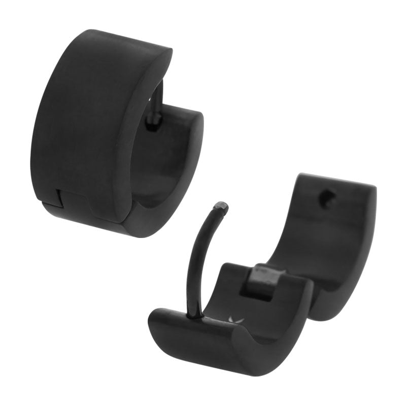 Black IP 6.8mm Huggies Earrings
