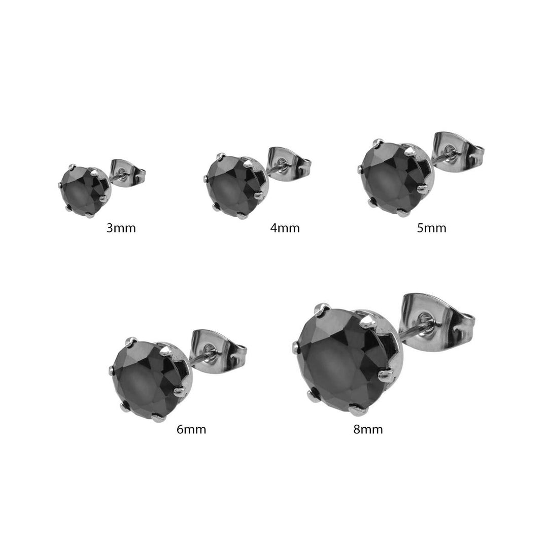 Prong Set Black CZ  Stud Earrings (Unisex)