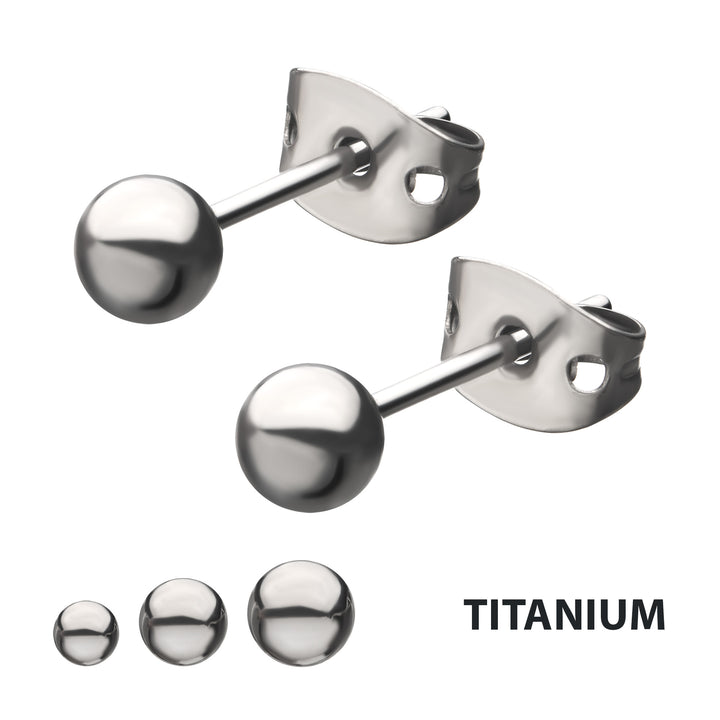 20g Titanium Post and Butterfly Back Ball Stud Earrings
