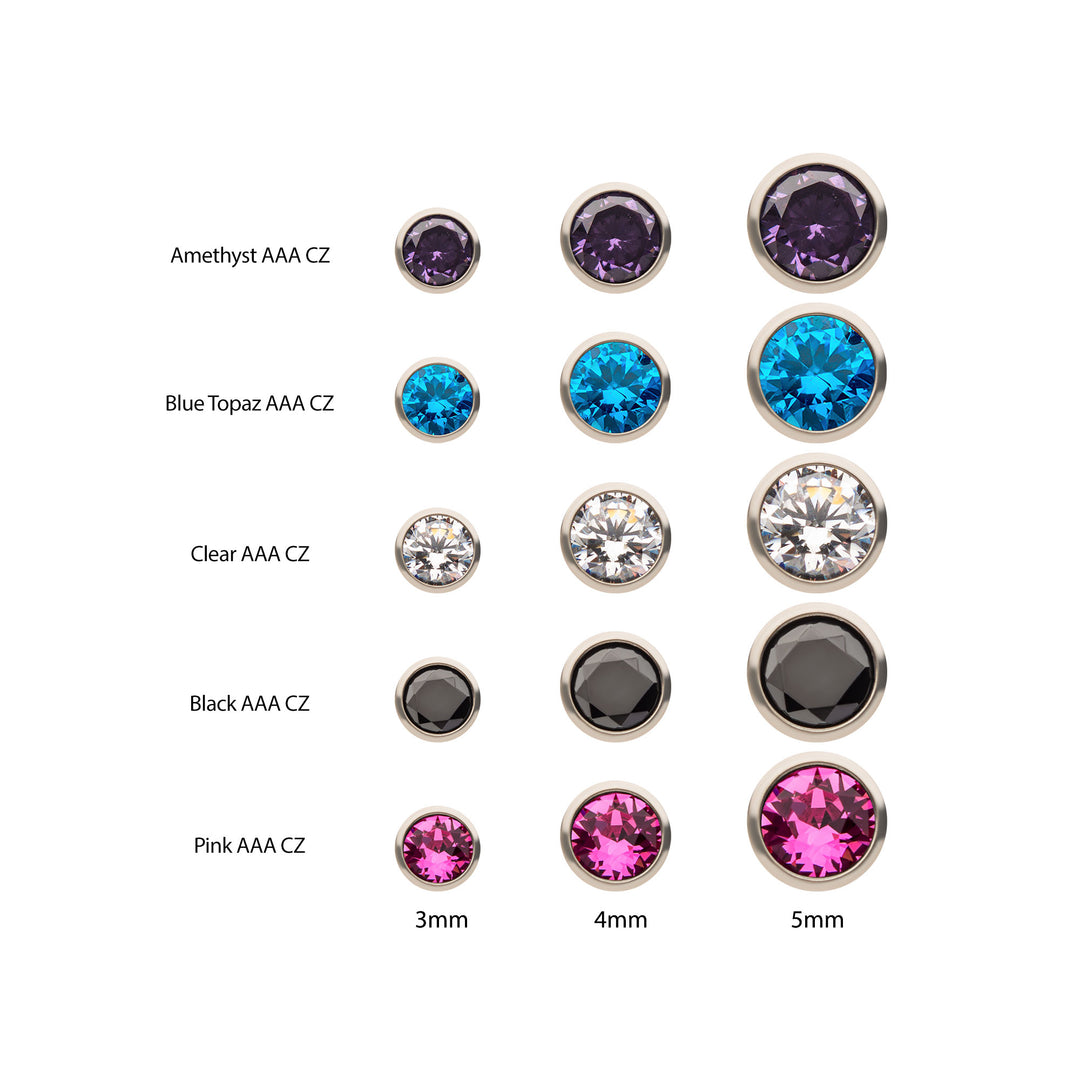 20g Titanium Post and Butterfly Back with Bezel Set Gem Stud Earrings