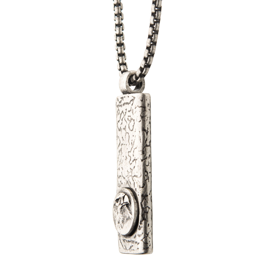 Stainless Steel Silver IP Dog Tag Pendant with Eagle Head Inlay