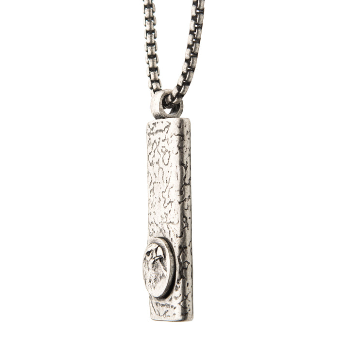 Stainless Steel Silver IP Dog Tag Pendant with Eagle Head Inlay