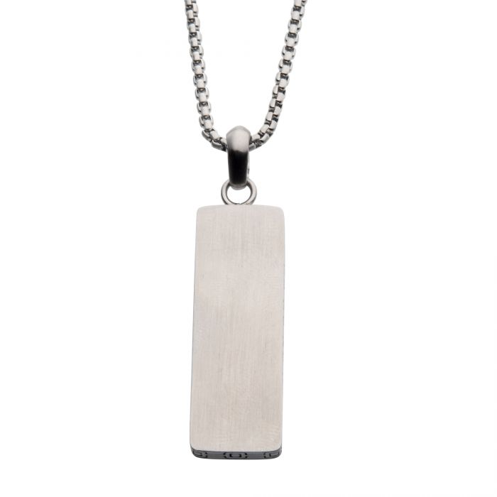Steel Engravable Drop Pendant with Round Box Chain