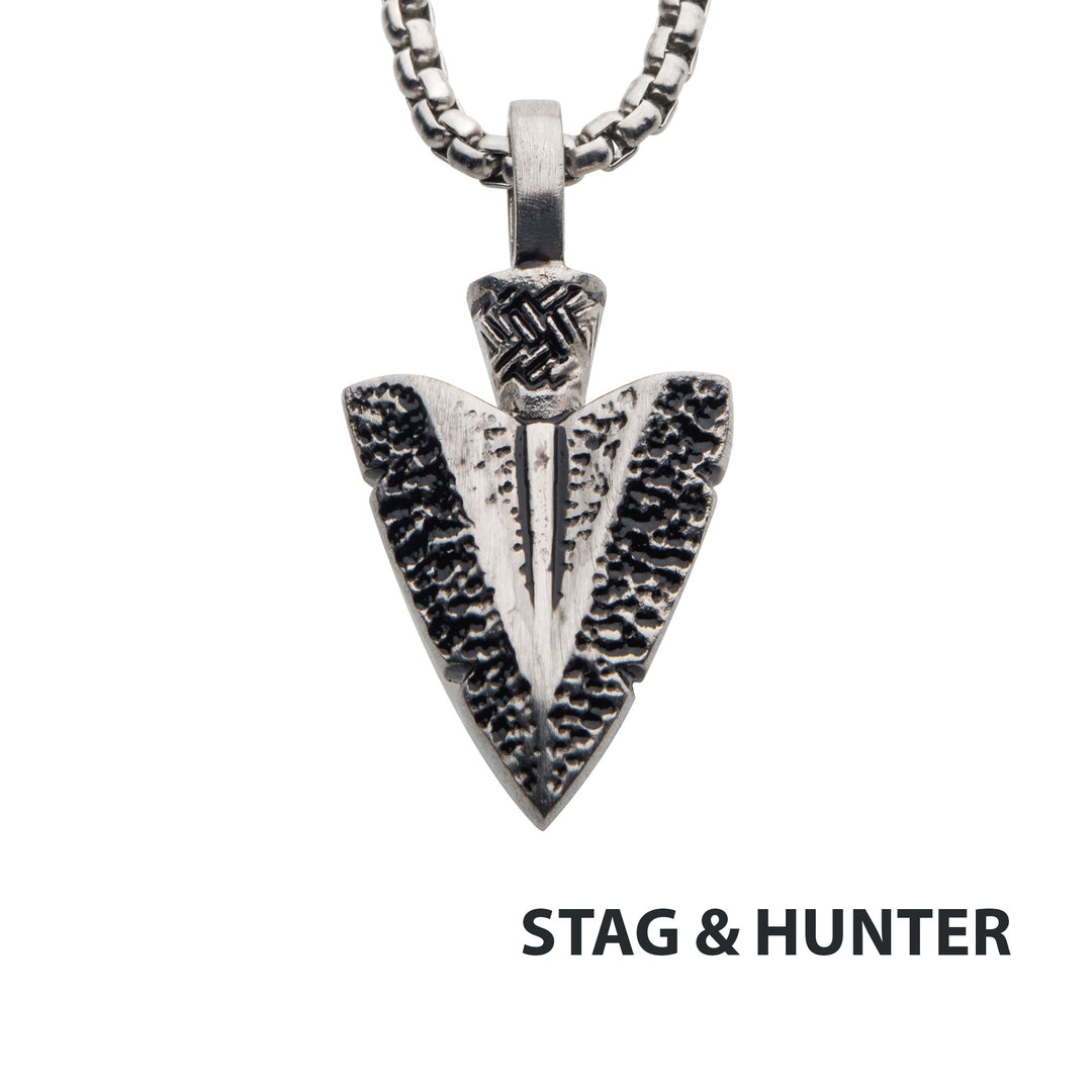 Antiqued Steel Arrowhead Pendant with Bold Box Chain