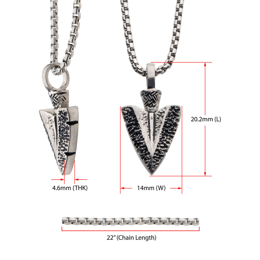 Antiqued Steel Arrowhead Pendant with Bold Box Chain