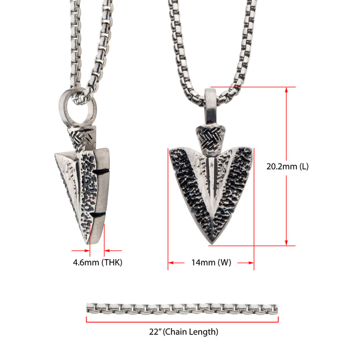 Antiqued Steel Arrowhead Pendant with Bold Box Chain