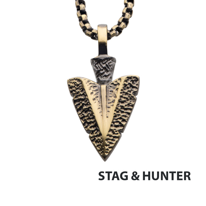 Antiqued Gold IP Arrowhead Pendant with Bold Box Chain