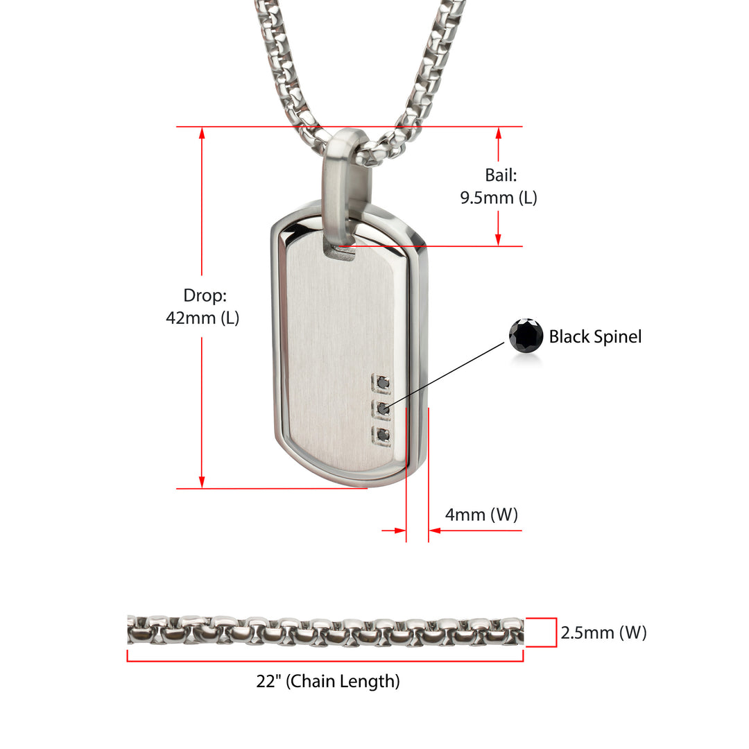 Satin Finish Frame Inlay Stainless Steel Identity Tag Pendant