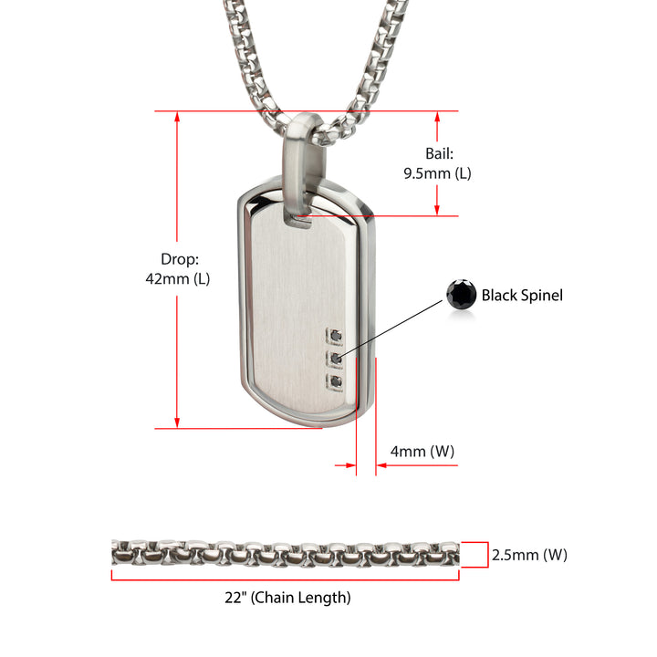 Satin Finish Frame Inlay Stainless Steel Identity Tag Pendant