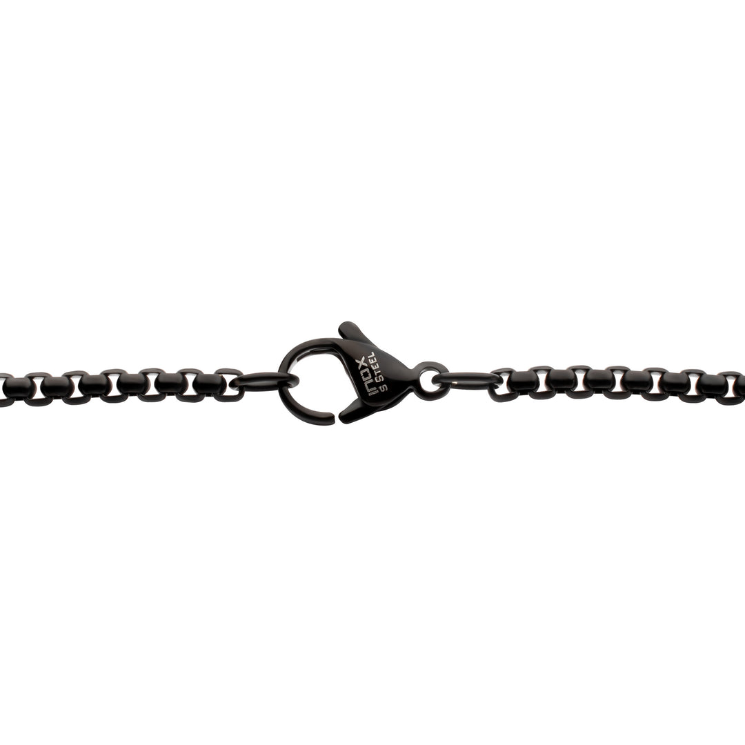 Matte Finish Black IP Steel Sandalwood Cross Pendant with CNC Set Black Spinel Crown Link Bail