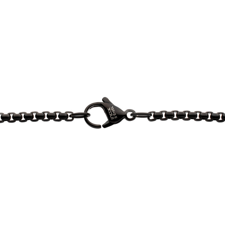 Matte Finish Black IP Steel Sandalwood Cross Pendant with CNC Set Black Spinel Crown Link Bail