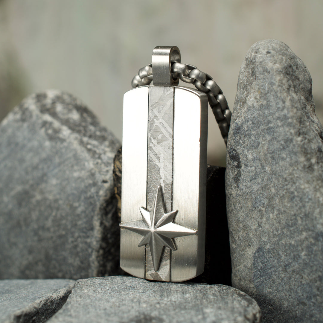 Supernova - Meteorite Inlay Dog Tag Pendant